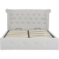 Cujam Fabric Storage Ottoman King Size Bed In Light Grey
