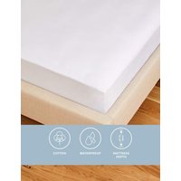 Sleep Solutions Pure Cotton Jersey Waterproof Extra Deep Mattress Protector - SGL - White, White