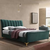 Claver Fabric Small Double Bed In Green