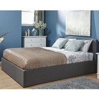 Eltham End Lift Ottoman Fabric King Size Bed In Grey