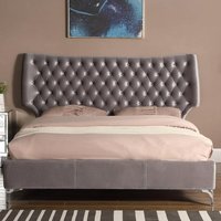 Aerfen Velvet Double Bed In Grey