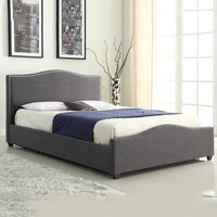 Ekanta Linen Fabric Storage King Size Bed In Grey