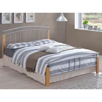 Time Living Tetras 5ft King Size Silver and Beech Metal Bed Frame
