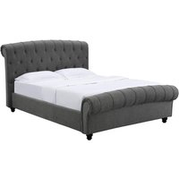 Sanura Linen Fabric King Size Bed In Grey