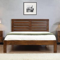 Vilayna Solid Wooden Double Bed In Rustic Oak