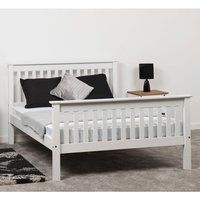 Merlin Wooden High Foot End Small Double Bed In White