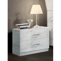 Mayon Wooden Bedside Cabinet In White Marble Effect
