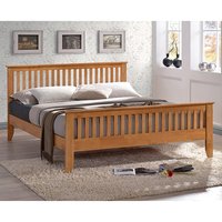 Turin Wooden Double Bed In Honey Oak