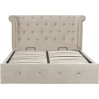 Cujam Velvet Storage Ottoman King Size Bed In Mink