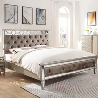 Rose Mirrored Double Bed In Silver