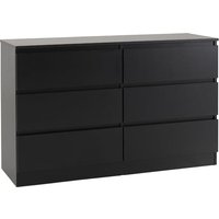 Mcgowan Wooden Chest Of Drawers In Black With 6 Drawers