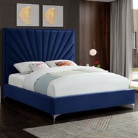 Einod Plush Velvet Upholstered King Size Bed In Blue