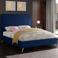 Jonesboro Plush Velvet Upholstered King Size Bed In Blue