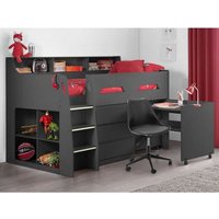 Jadiel Midsleeper Storage Children Bed In Anthracite With Desk