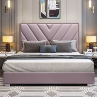 Dewitt Plush Velvet King Size Bed In Pink