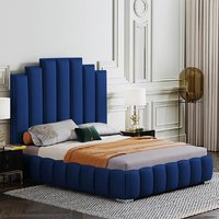 Leica Plush Velvet Super King Size Bed In Blue