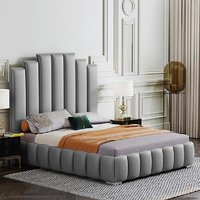 Leica Plush Velvet Super King Size Bed In Grey