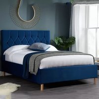 Laxly Fabric Ottoman King Size Bed In Blue