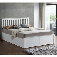 Malmo Wooden Ottoman Storage Double Bed In White