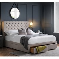 Walsh Linen Fabric Super King Size Bed With 4 Drawers In Grey