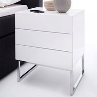 Strada High Gloss Bedside Cabinet With 3 Drawers In White