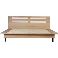Okonma Wooden Double Bed With Metal Legs In Oak