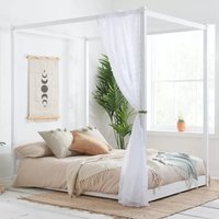 Darian Four Poster Wooden Double Bed In White