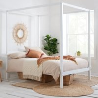 Marcia Wooden Four Poster Double Bed In White