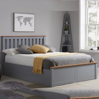 Phoney Rubberwood Ottoman Double Bed In Stone Grey