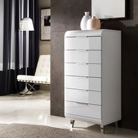 Kenia Contemporary Chest Of Drawers In White High Gloss