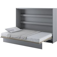 Cortez Wooden Double Bed Wall Horizontal In Matt Grey With LED