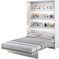 Cortez Wooden Double Bed Wall Vertical In Matt White With LED