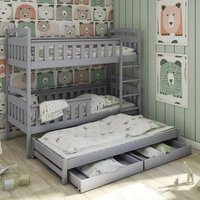 Hampton Bunk Bed And Trundle In Grey With Bonnell Mattresses