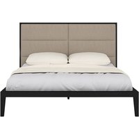Ogen Double Bed In Wenge With Beige Fabric Headboard