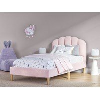 Flair Scallop Velvet Bed Pink - Single