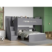 Flair Stepaside Staircase L Shaped Triple Bunk Bed Grey