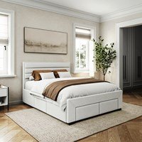 Flair Heybrook 4 Drawer Boucle Fabric Bed Cream - King