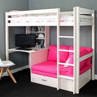 Thuka HIT 7 High Sleeper Bed with Desk and Sofa Bed in Pink