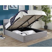 Aspire Grey Linen Quilted Headboard Ottoman Bed