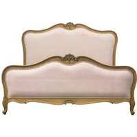 Gallery Interiors Chic King Size Linen Upholstered Bed in Weathered Wood