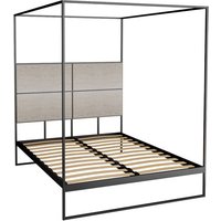Gillmore Bed Federico Black Frame & Canopy Weathered Oak Headboard Bed / King