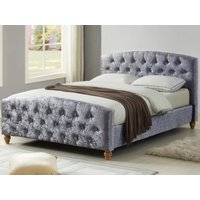 Heartlands Furniture Millbrook Crushed Velvet Silver King Size Fabric Bed