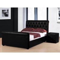 Heartlands Furniture Caxton Faux Leather Storage Ottoman King Size Black Faux Leather Ottoman Bed