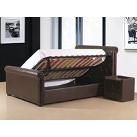 Heartlands Furniture Caxton Faux Leather Storage Ottoman King Size Brown Faux Leather Ottoman Bed