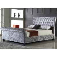 Heartlands Furniture Serenity Crushed Velvet Bed in Silver Double Fabric Bed