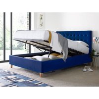 Bedmaster Kingham Velvet Ottoman King Size Blue Velvet Ottoman Bed