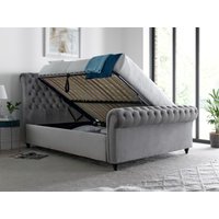Bedmaster Osborne Chesterfield Ottoman King Size Grey Velvet Ottoman Bed