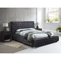 Birlea Grande Super King Black Crushed Velvet Fabric Bed
