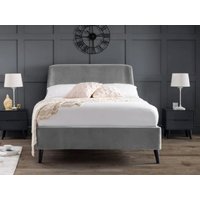Julian Bowen Frida Curved Velvet Bed King Size Grey Velvet Fabric Bed