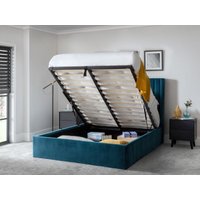 Julian Bowen Langham Scalloped Headboard Storage Bed King Size Teal Ottoman Bed